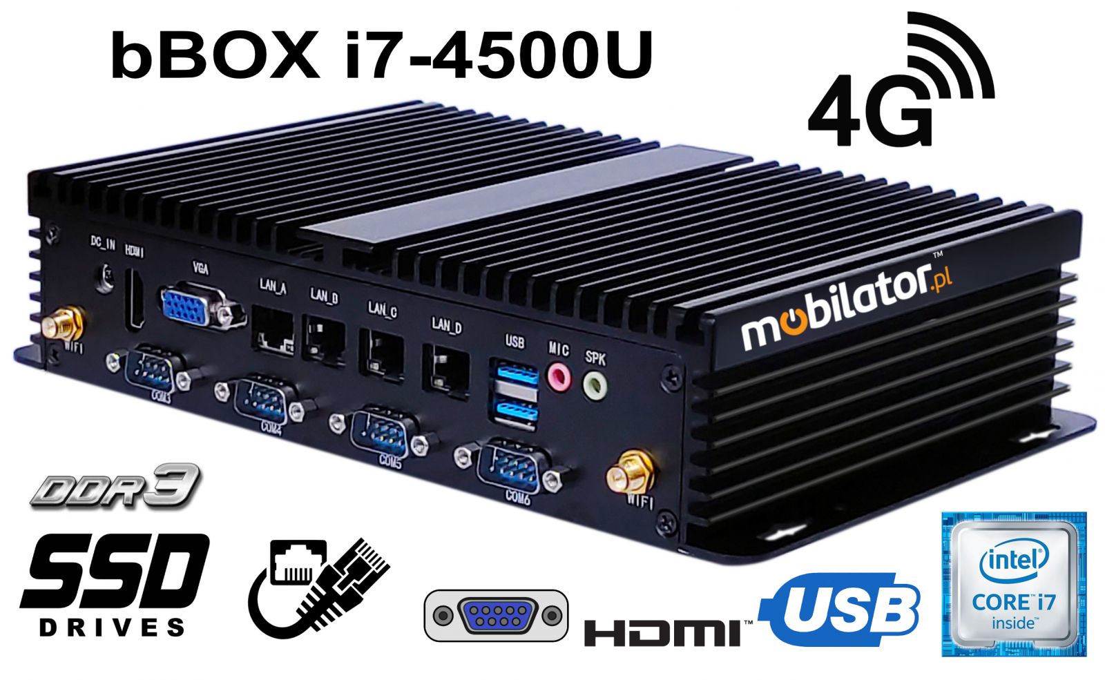 bBox 4xLan BestView Industrial computer for warehouse applications with Bluetooth WiFi 3G 4G 6x COM module